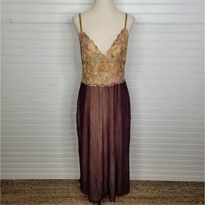 Michal Negrin Lace Chemise Nightgown Brown Large